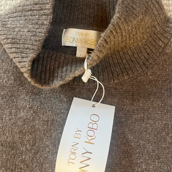 Torn by Ronny Kobo Brown Fringe Turtleneck Sweater - Picture 3 of 7